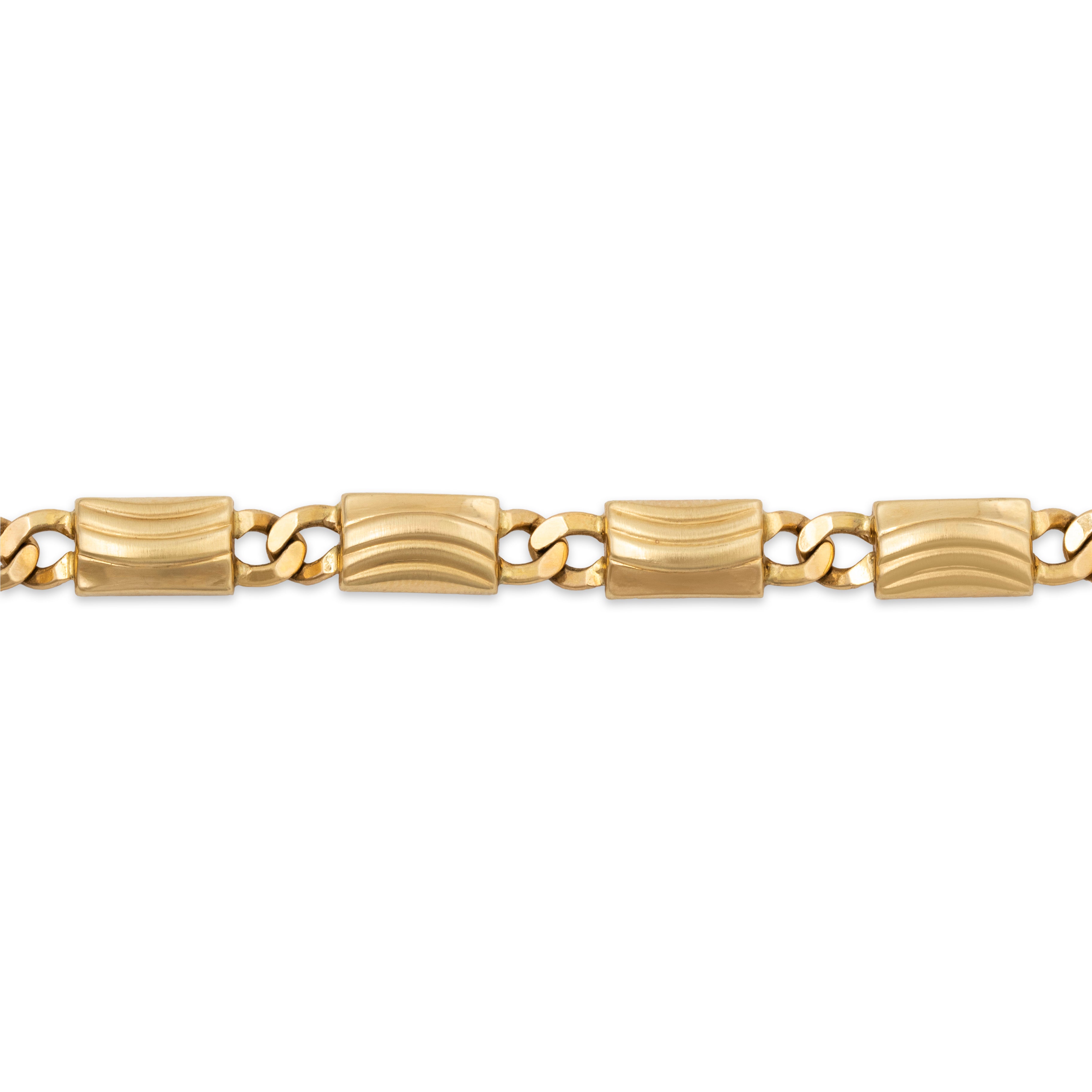 Vintage Italian 14k Yellow Gold Geometric Link Bracelet 7.25、mySite、hinf8tx79