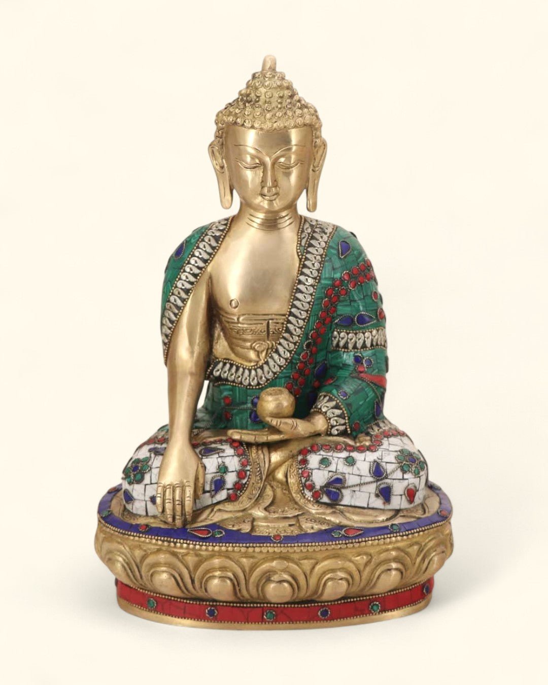 Mosaic Work Earth Touching Pose Shakyamuni Buddha Brass Statue、mySite、topwebapps
