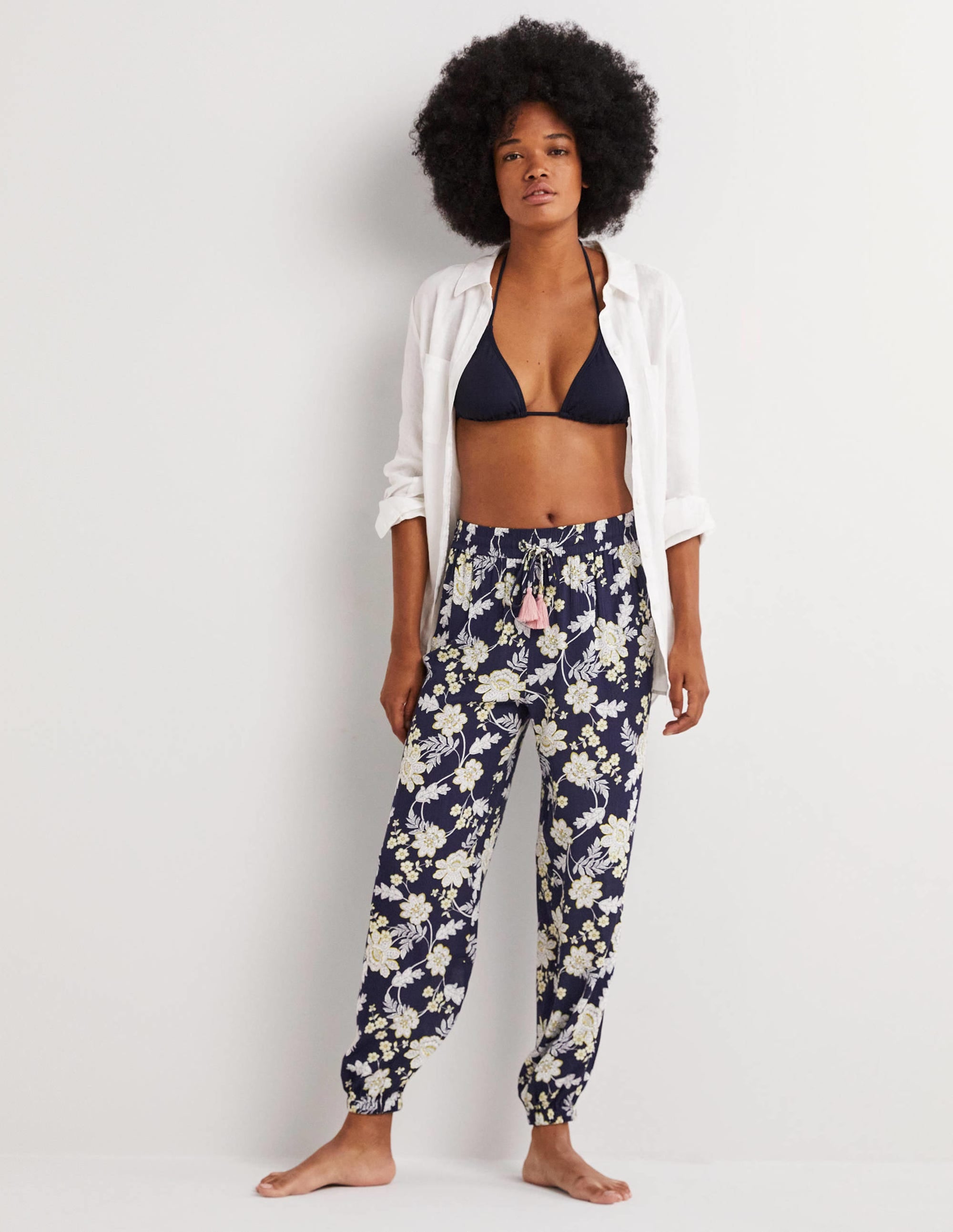  Crinkle Tapered Trousers-French Navy, Chintz Bloom、mySite、ashleygrahame