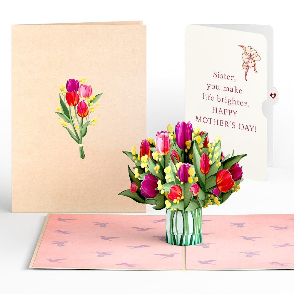 Cheerful Tulips Mother's Day Pop-Up Card and You Make Life Brighter Sentiment Set for Sister、mySite、solidvoid