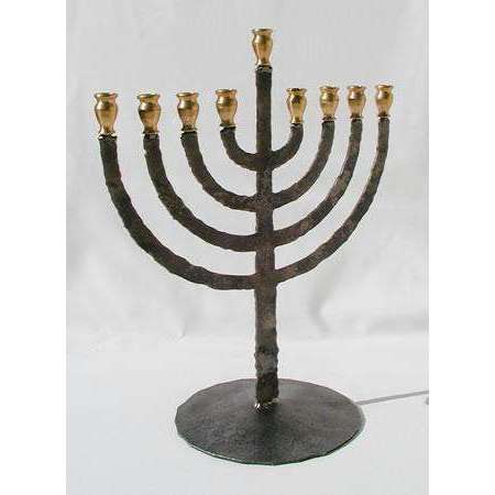 Blackthorne Forge Traditional Iron Flame Jewish Menorah、mySite、topwebapps