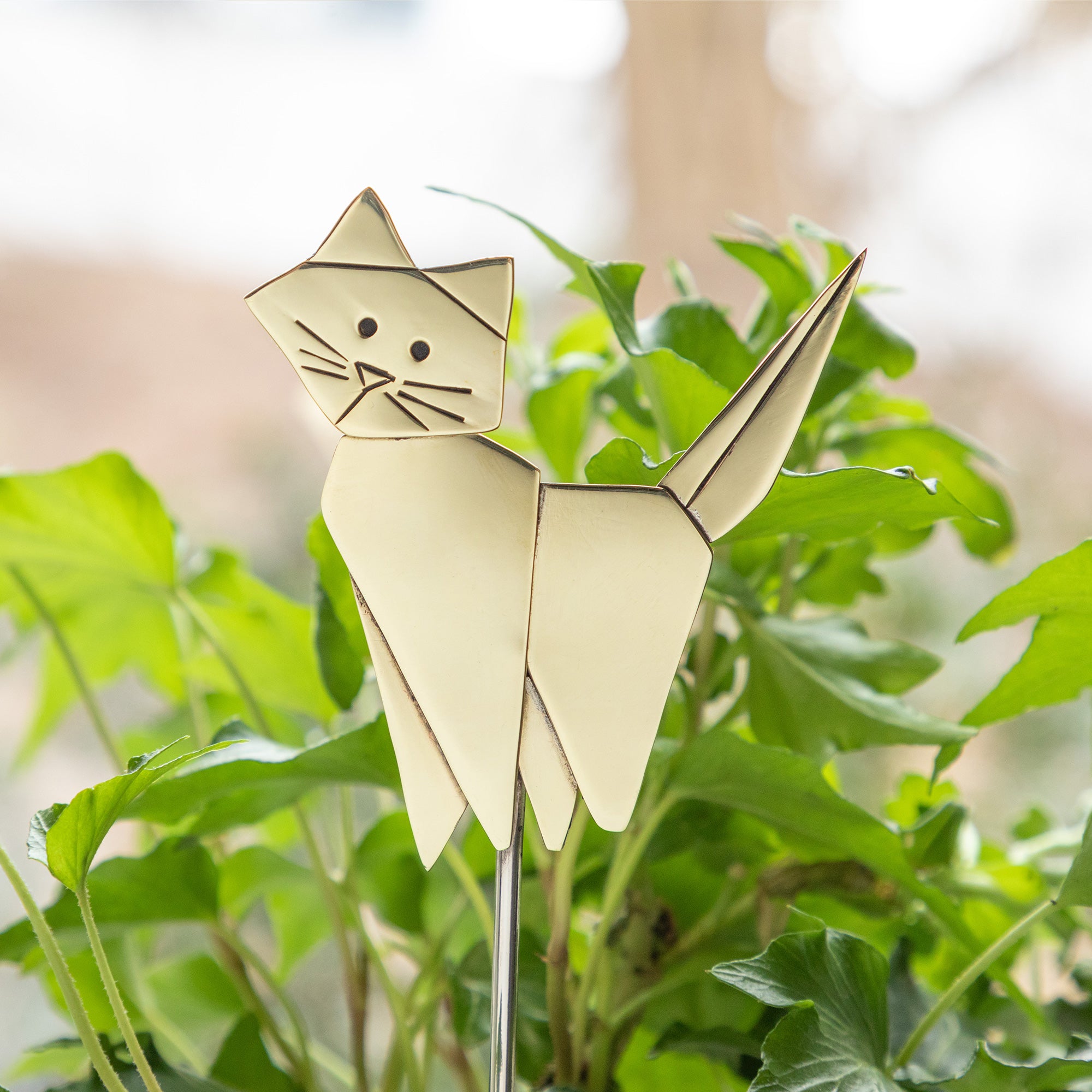 Origami Cat Mixed Metal Plant Stake、mySite、camillekostekn