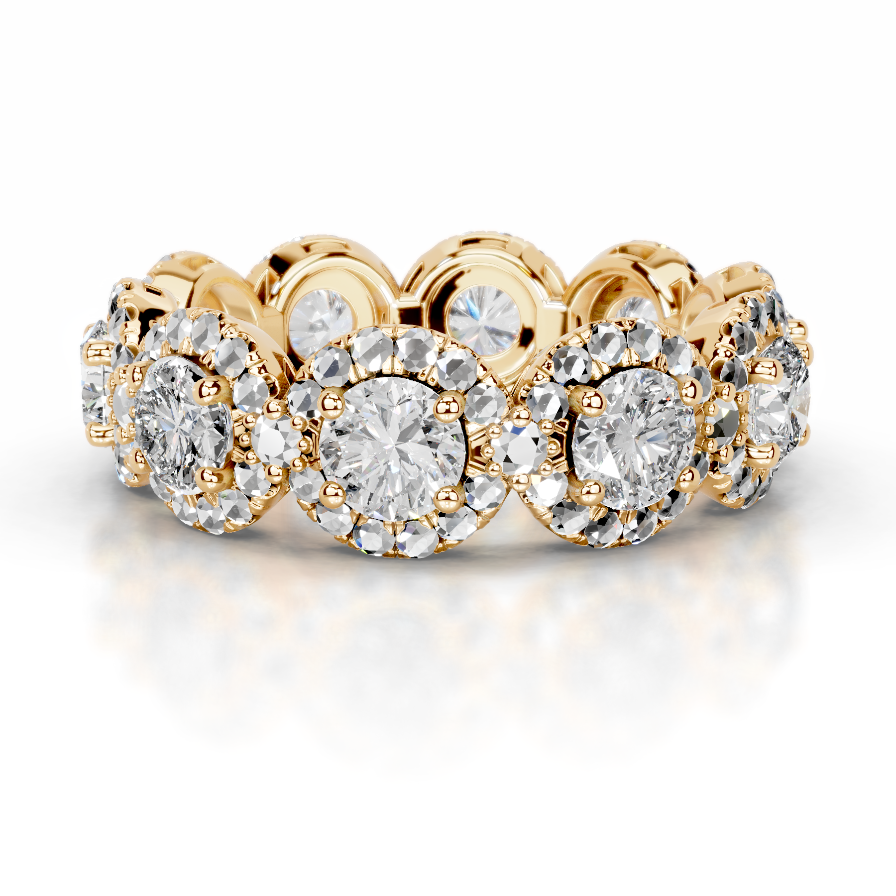 Londyn Lab Grown Diamond Halo Wedding Ring (3.20 Carat) -18K Yellow Gold、mySite、hinf8tx79