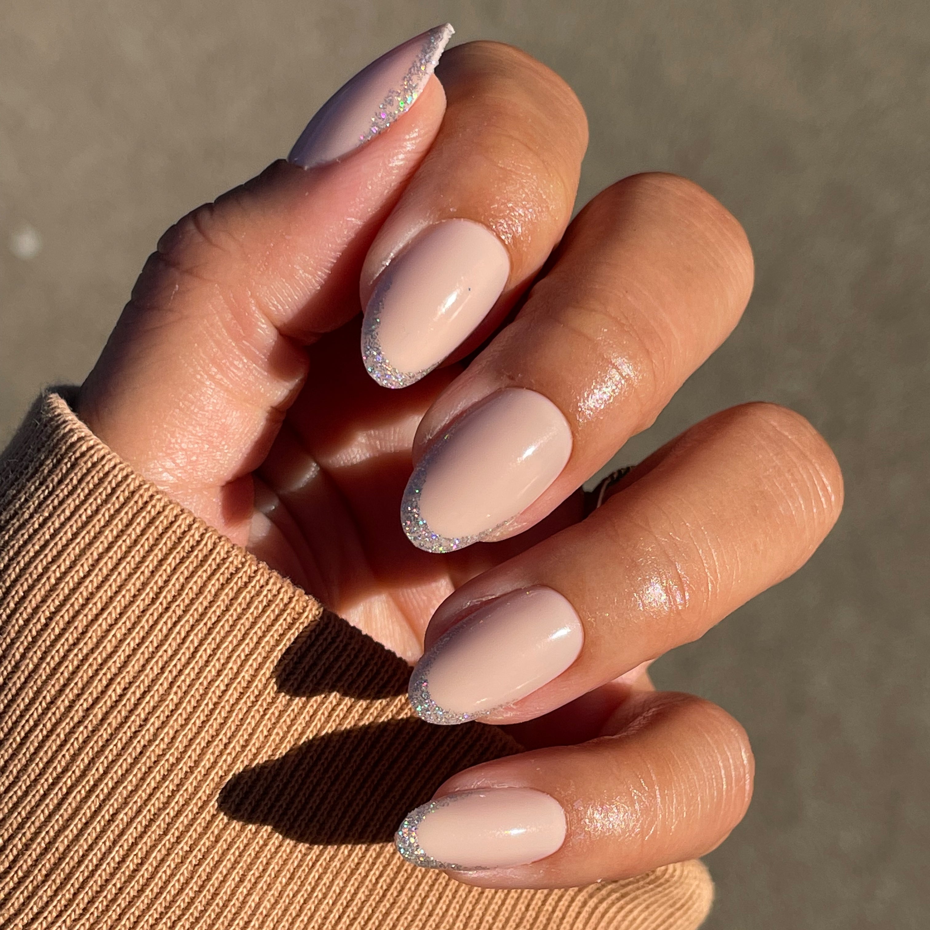 Exclamation Point Glitter French Press-Ons | Oval | Medium、mySite、solidvoid