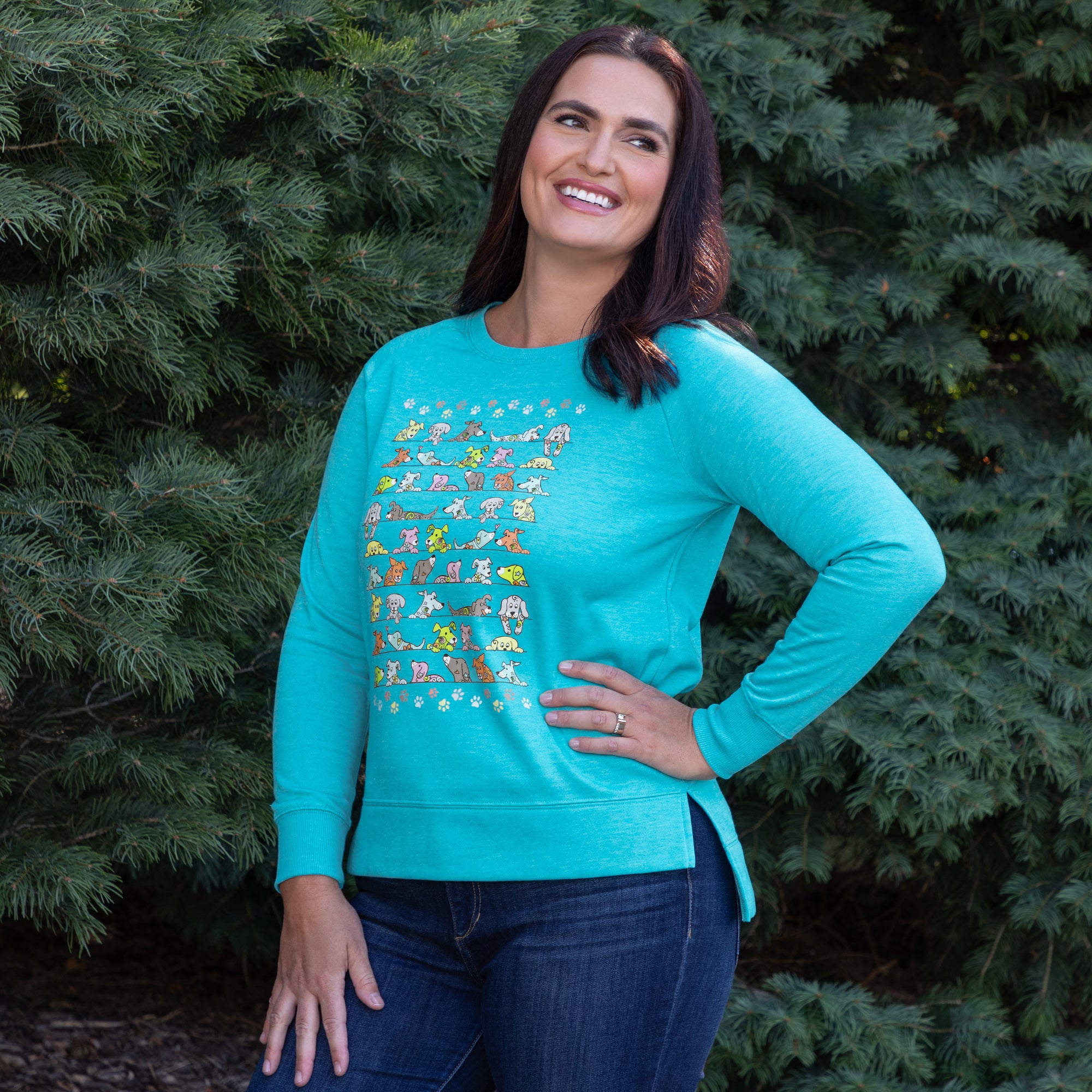 Peeping Pets Drop Tail Crewneck Sweatshirt、mySite、camillekostekn