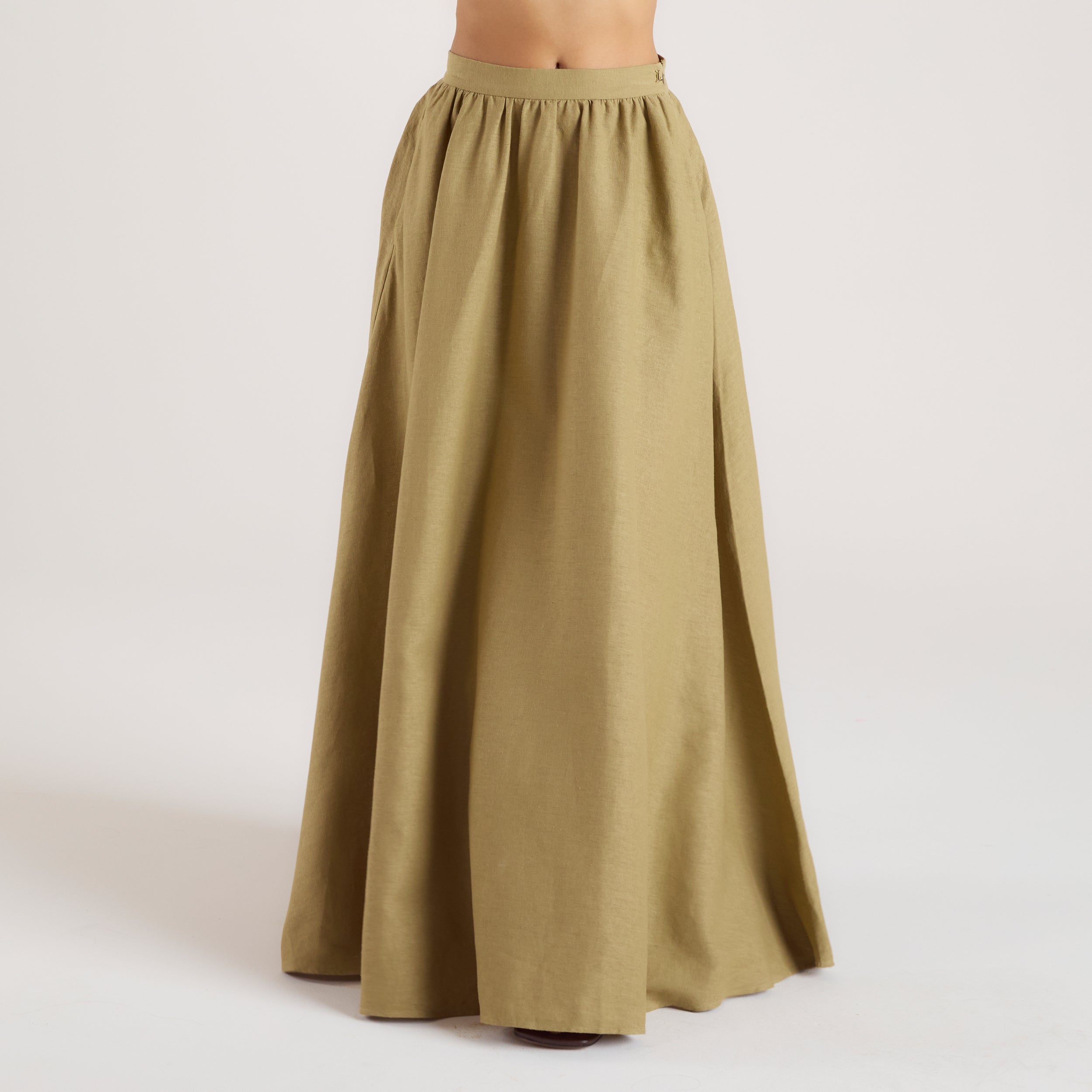 Linen Blend Maxi Skirt - Pistachio、mySite、bengalsvssteelers