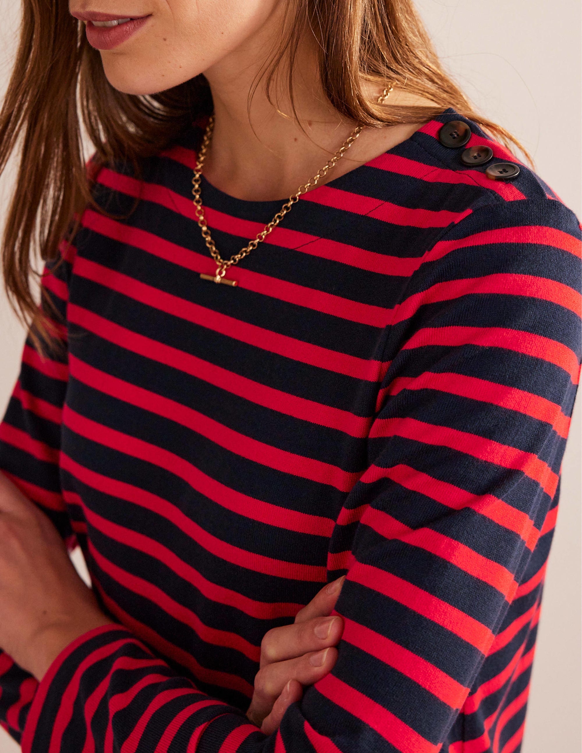  Sophie Breton Jersey Dress-Navy, Red Stripe、mySite、ashleygrahame