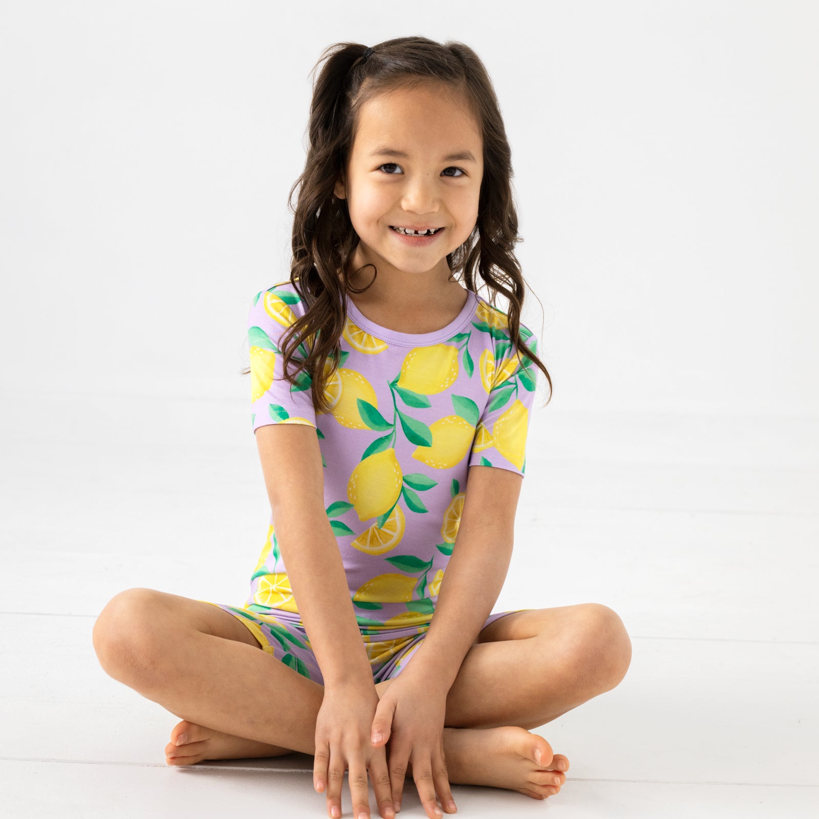  Lavender Sunny Citrus Two-Piece Short Sleeve & Shorts Pajama Set、mySite、layawaytickets