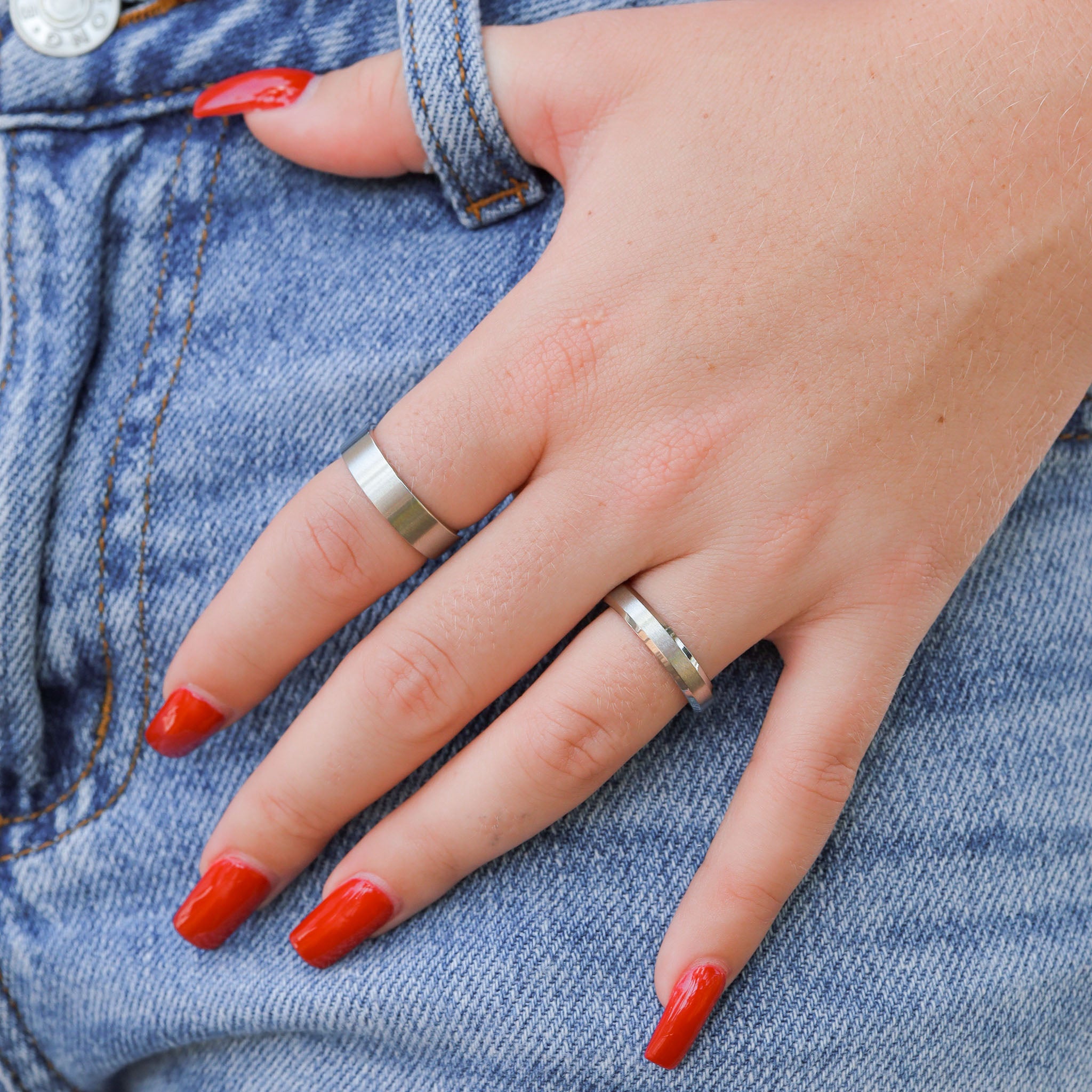 Stainless Steel Brushed Beveled Edge Blank Ring / CFR9003、mySite、dreamappss