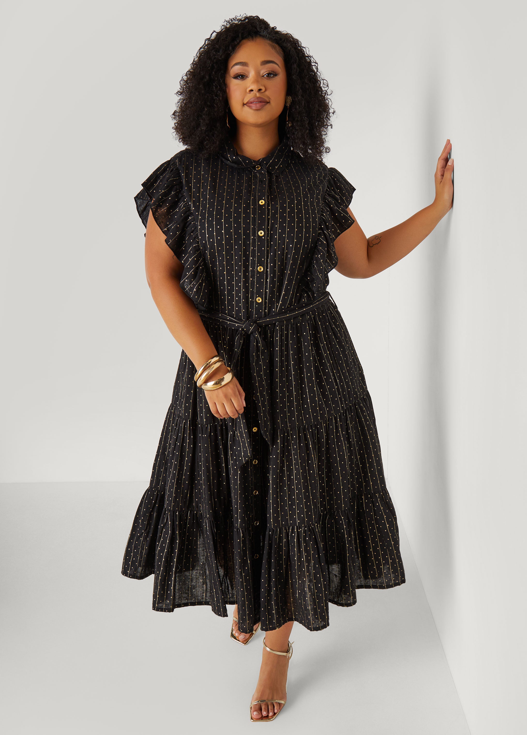 Metallic Print Midaxi Dress、mySite、bengalsvssteelers