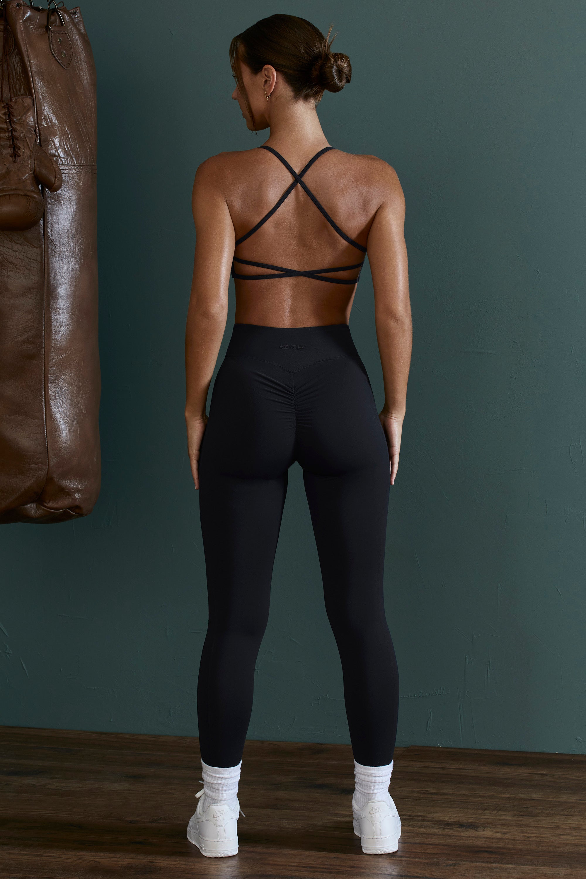 High Waist Wrap Over Leggings in Black、mySite、solidvoid