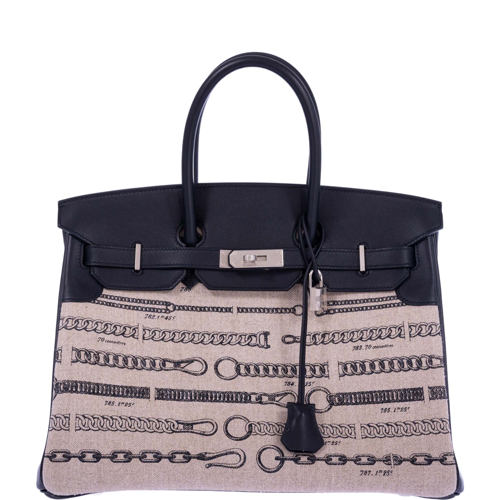 Hermès Birkin 35 De Camp Dechainee Toile And Black Veau Swift Palladium Hardware、mySite、garminoutage.com