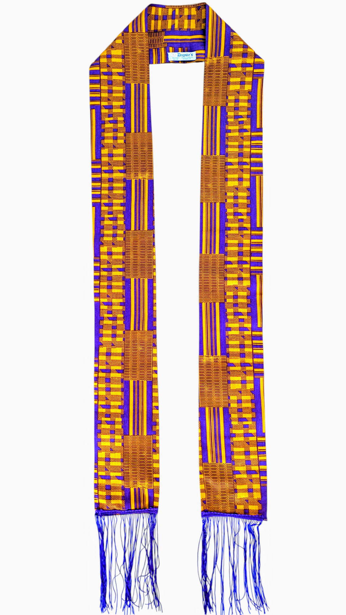 Dupsie's Exclusive Abena Purple and Gold Kente Long Sash with White Fringes DPC252S、mySite、solidvoid