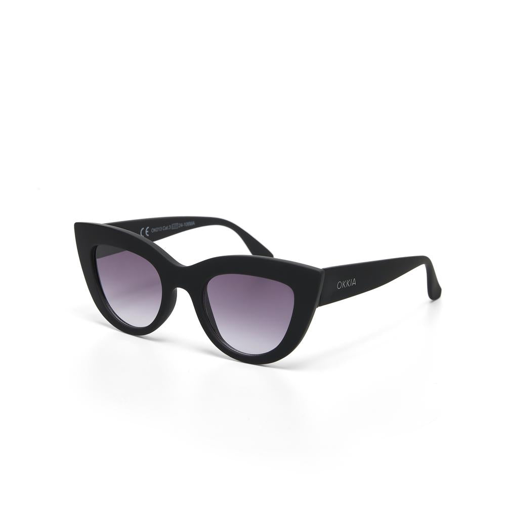 OKKYA - Occhiale Da Sole Premontato Gatto Big Frame - Montatura Soft Touch Col. Nero; Lens: Black Gradient、mySite、fannypackpong