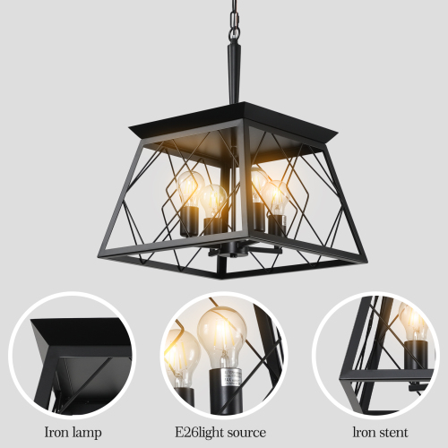 Farmhouse Chandelier 4-Light Vintage Antique Chandeliers Light Fixture For Kitchen Dining Room Living Room Golden Black(No Bulbs)NEW SKU:W1340P206637、、eastwooduniform