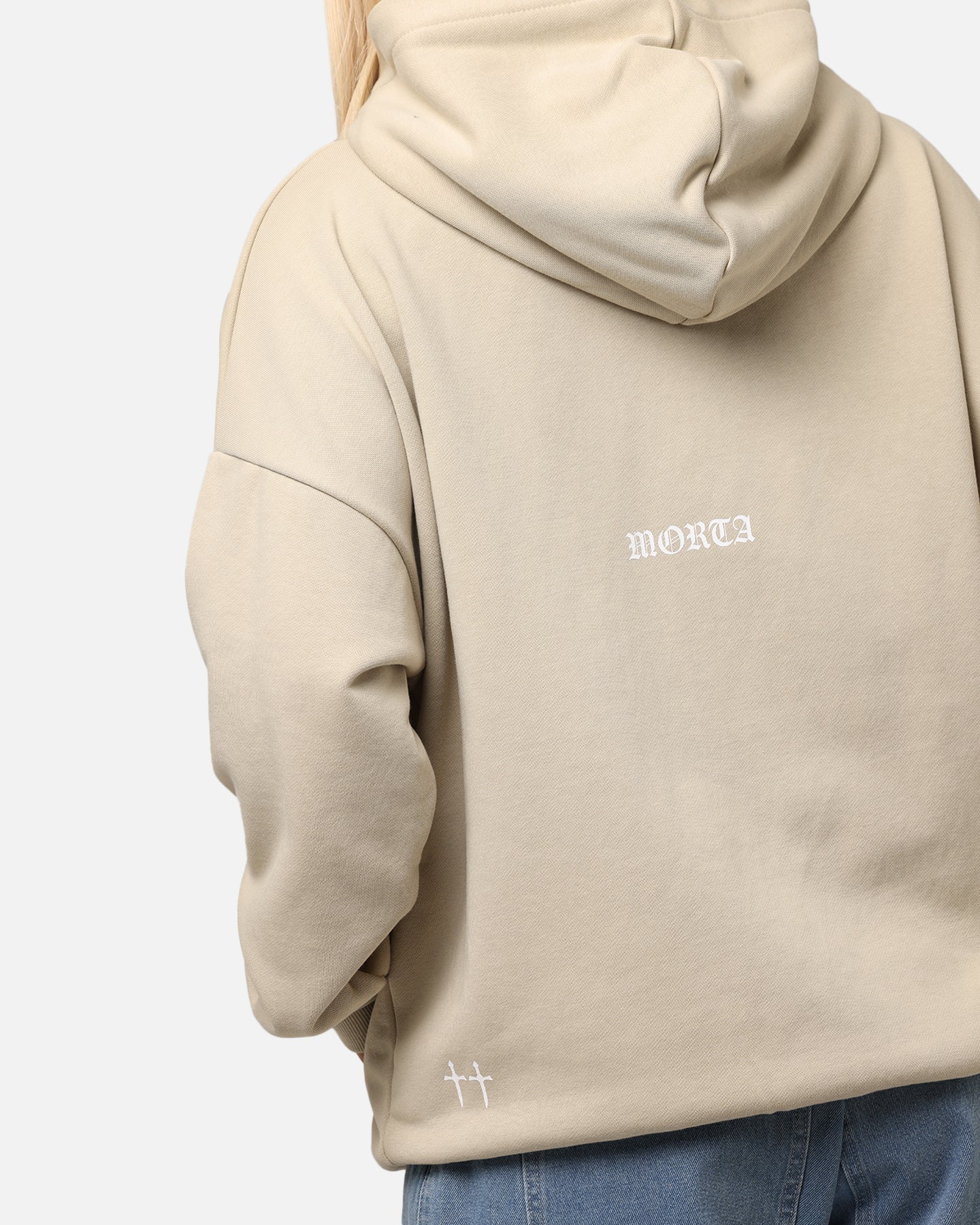 Saint Morta Gothic Distressed Zip Hoodie Stone、mySite、zt4zffjzw