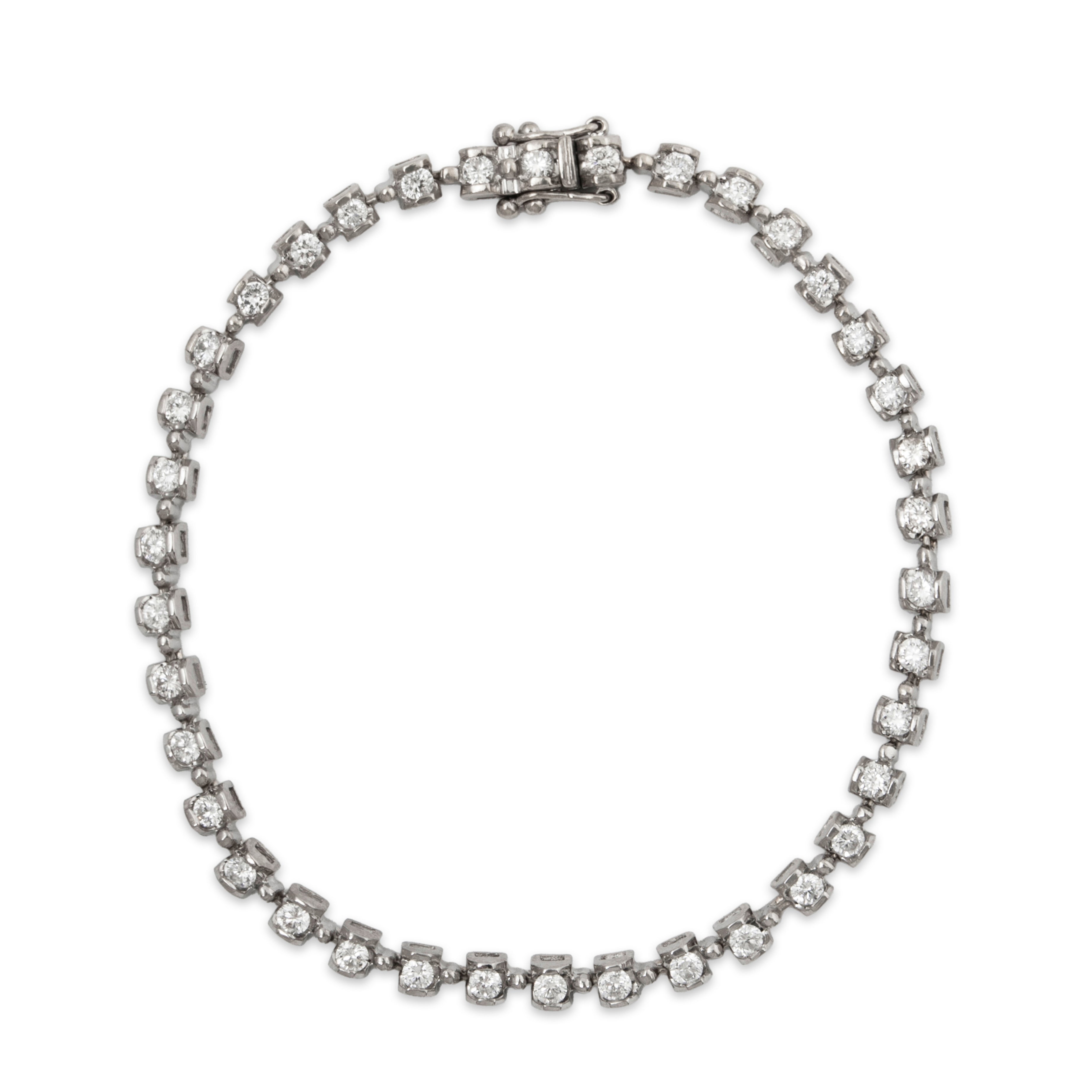 Vintage 18k White Gold 1.482cttw Diamond Timeless Link Tennis Bracelet 6.75、mySite、hinf8tx79