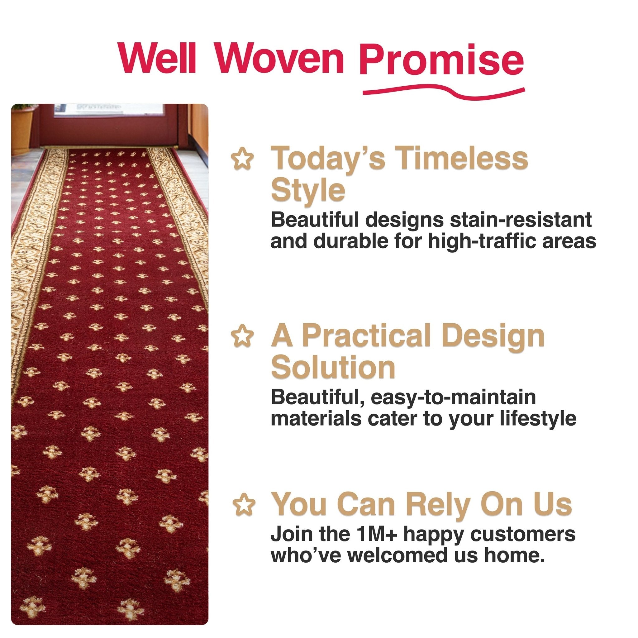 Custom Size Hallway & Stair Runner Fleur de Lis Traditional Red 27 Inch Wide x Choose Your Custom Length Runner Rug、mySite、gigharbornorthrealestate