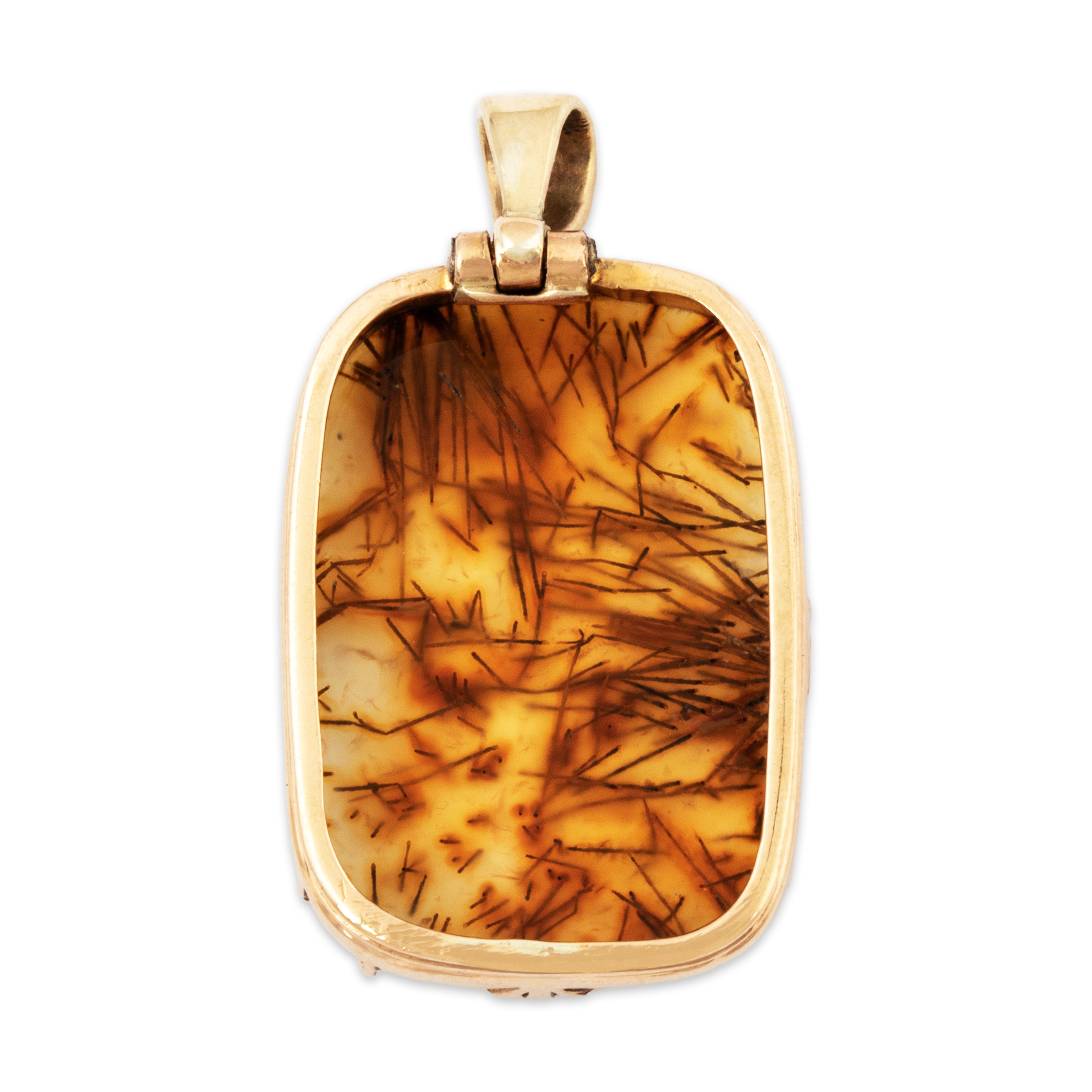 Antique 10k Yellow Gold 4.5ct Rutilated Quartz Wonderfully Unusual Pendant、mySite、hinf8tx79