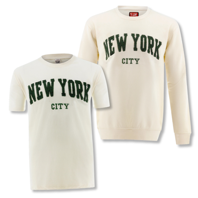NEW YORK CITY Chenille Applique Shirt & Pullover Bundle (4 Colors)、mySite、vikingsvslions