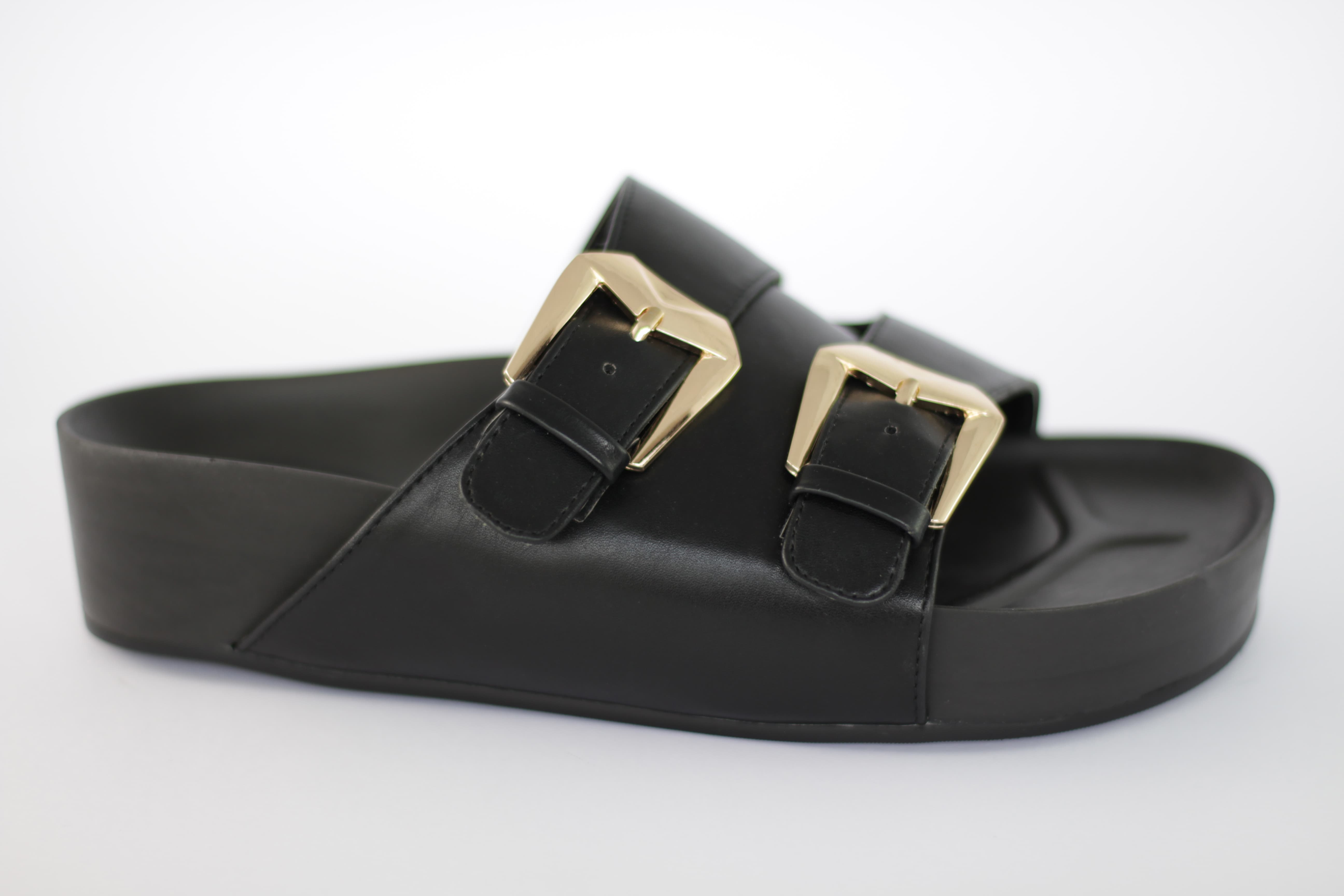  Taylor: Black Gold Buckle Flats、mySite、merchandisen