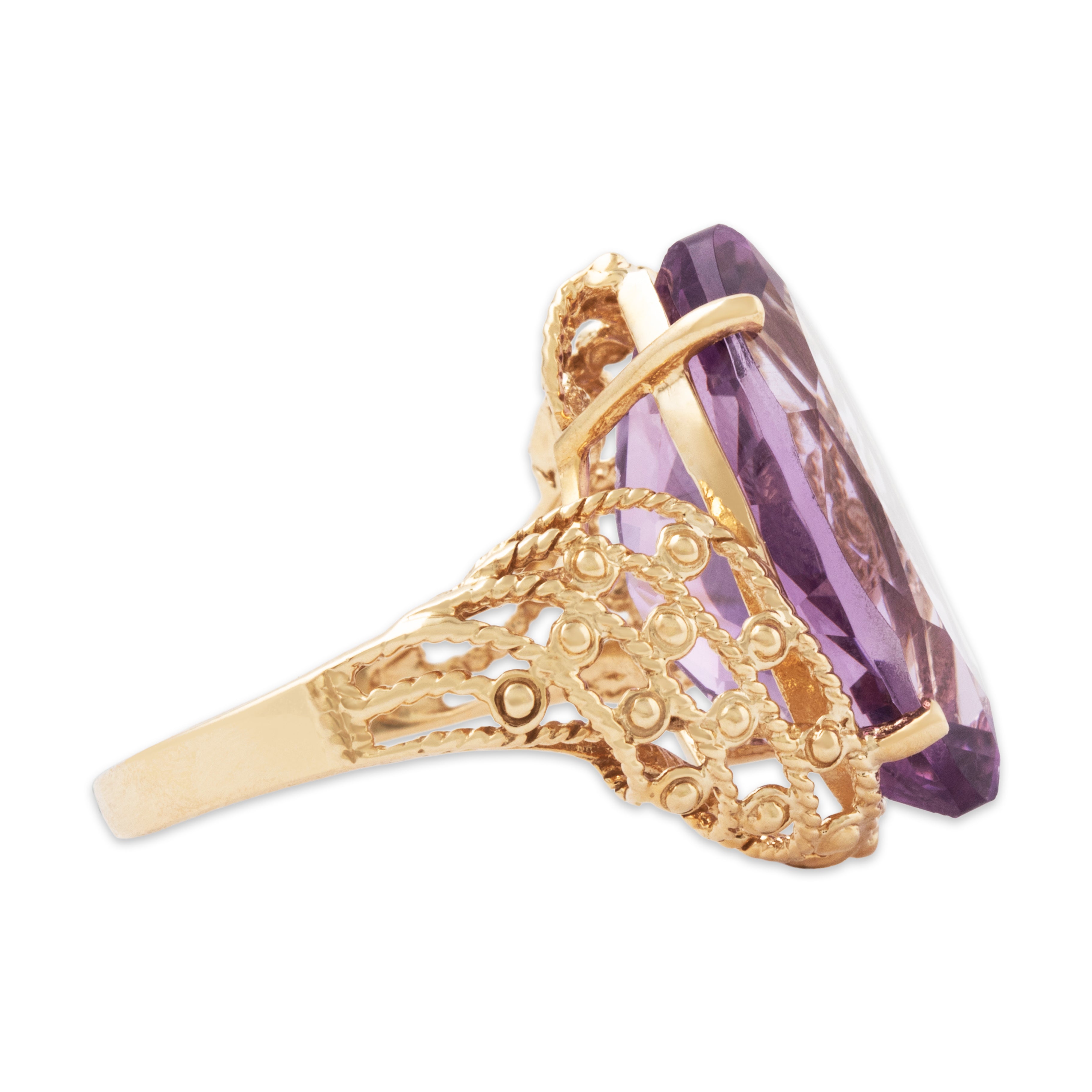 Vintage Large 14k Yellow Gold 8.8ct Amethyst Dramatic Cocktail Ring 7.00、mySite、hinf8tx79