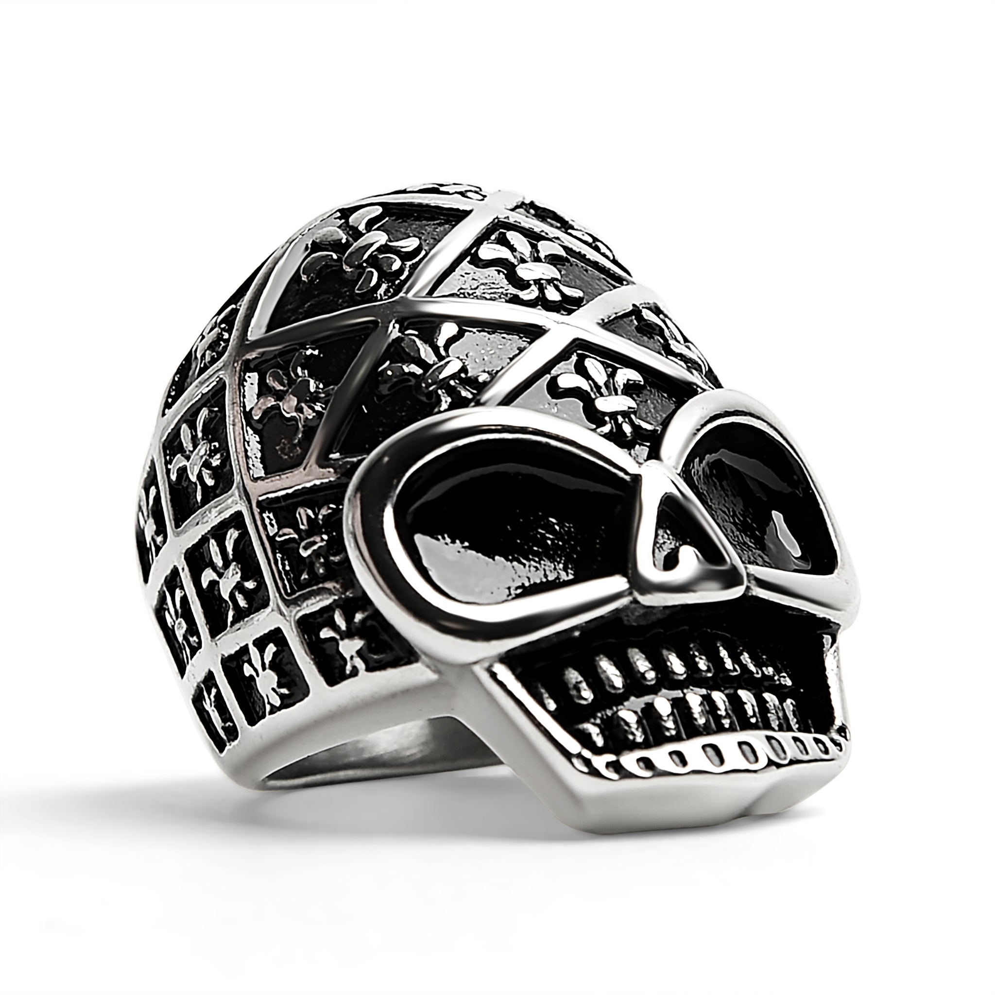 Stainless Steel Skull With Fleur De Lis Pattern Ring / SCR4023、mySite、dreamappss