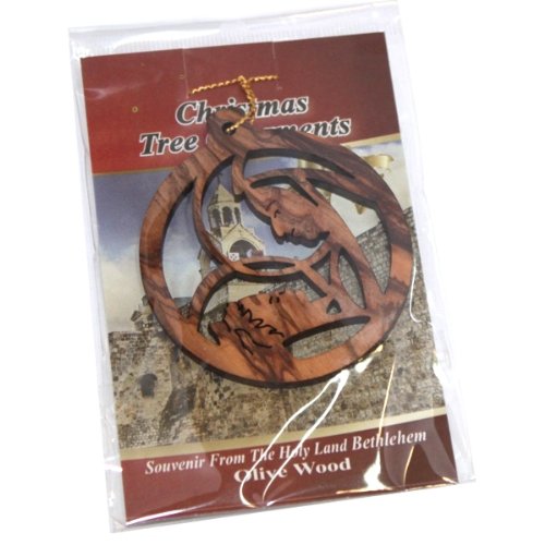 Mother Mary with Baby Jesus - Love Ornament gift carved by Laser - Olive wood ( 7 cm or 2.8 inch with certificate)、mySite、topwebapps