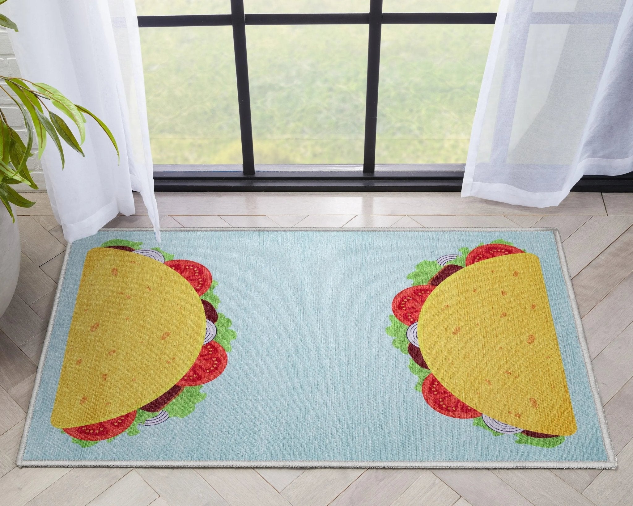 Taco Novelty Multi Blue Flat-Weave Rug、mySite、gigharbornorthrealestate