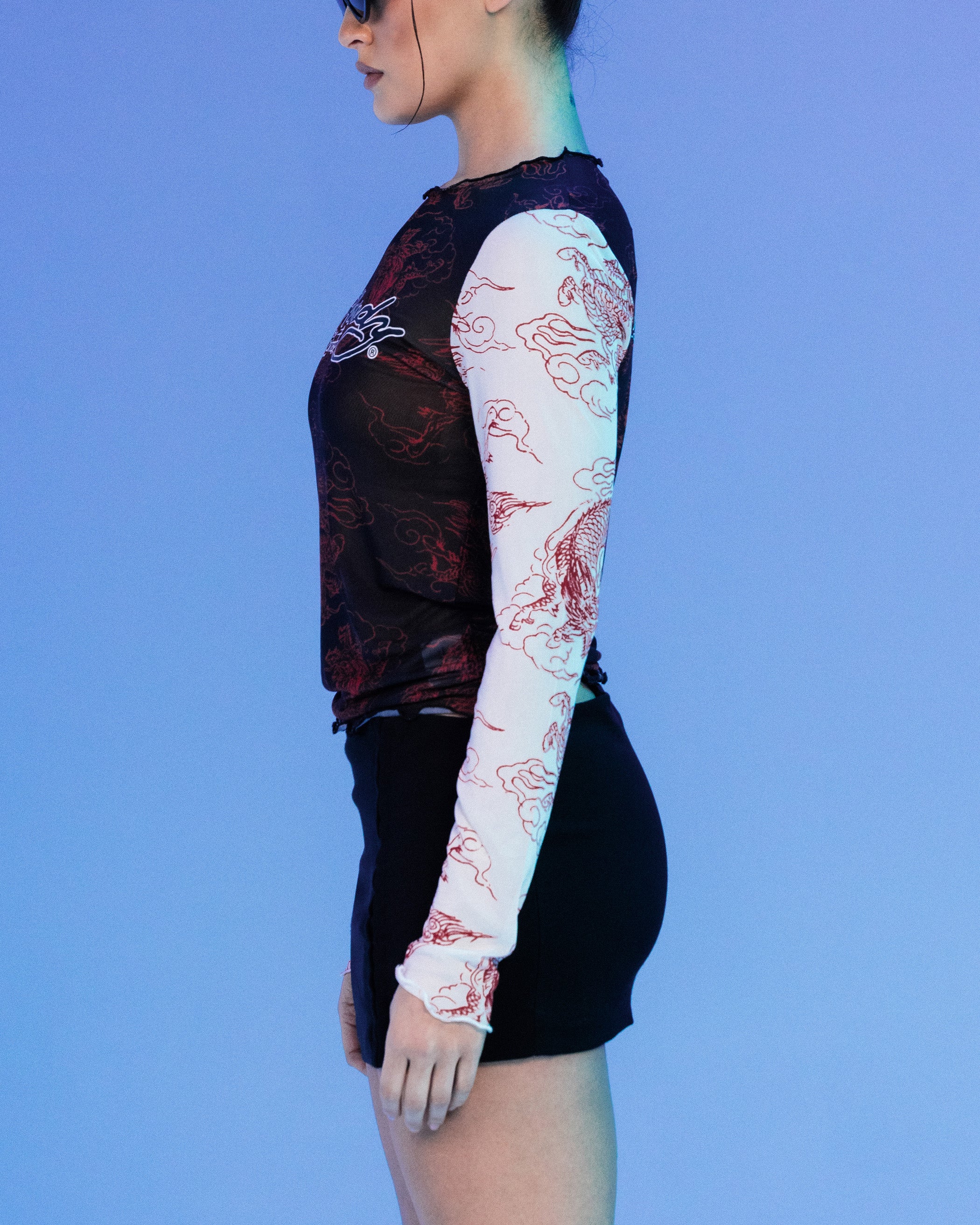 Ed Hardy By Loiter Women's Mesh Long Sleeve Top Black/White、mySite、zt4zffjzw