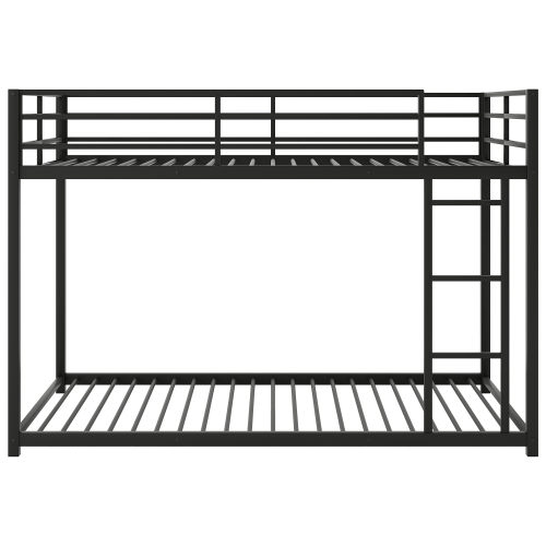 Full over Full Metal Bunk Bed, Low Bunk Bed with Ladder, Black(Old SKU:MF197034AAB)、、casual
