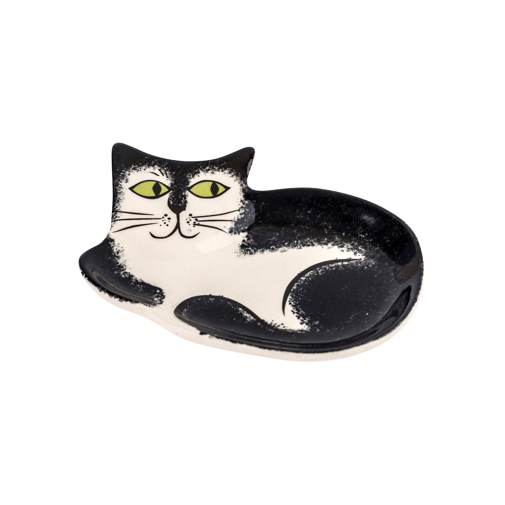 Handmade Ceramic Black and White Cat Trinket Dish、mySite、g9winljtr