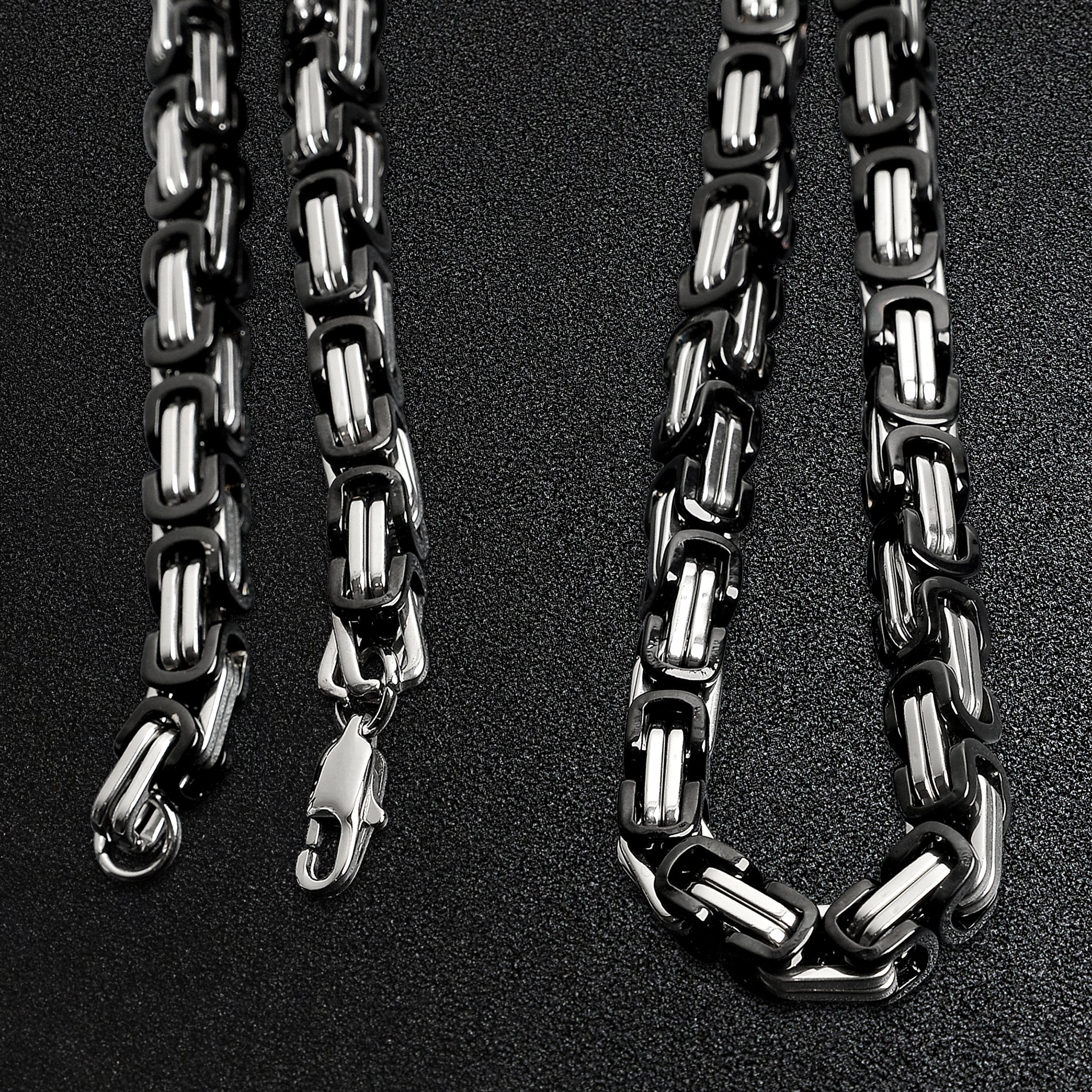 Stainless Steel And Black Byzantine Chain Necklace / CHN8505、mySite、dreamappss