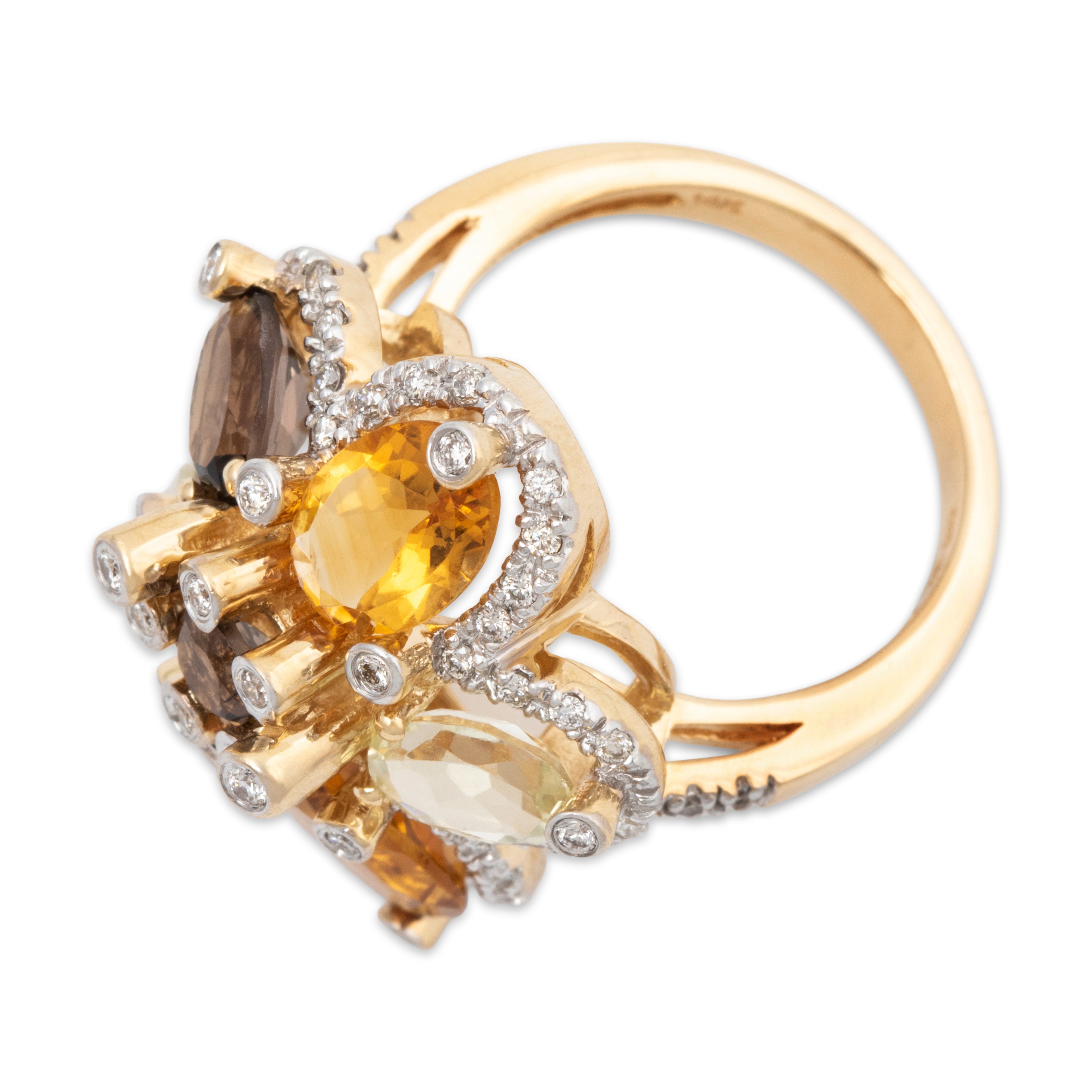 Vintage Large 14k Yellow Gold 2.85cttw Citrine 1.94cttw Prasiolite Opulent Ring、mySite、hinf8tx79