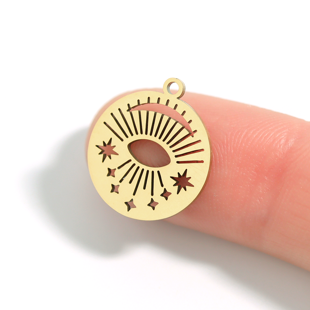 18K Gold PVD Stainless Steel Sun Ray Evil Eye Charm / PDL0038、mySite、dreamappss