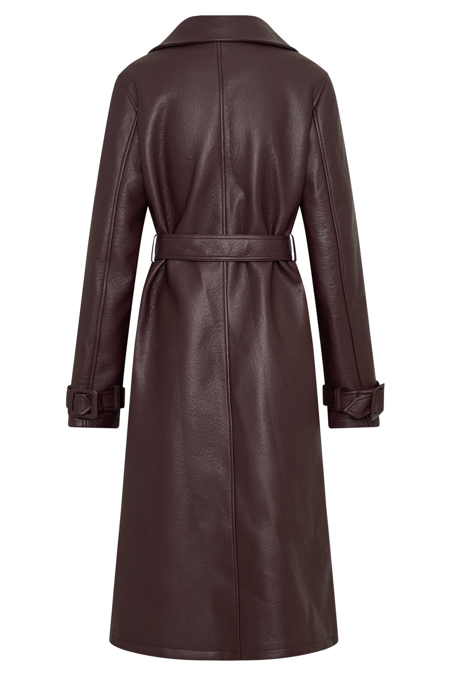 Tarah Faux Leather Trench Coat - Cacao Brown、mySite、solidvoid