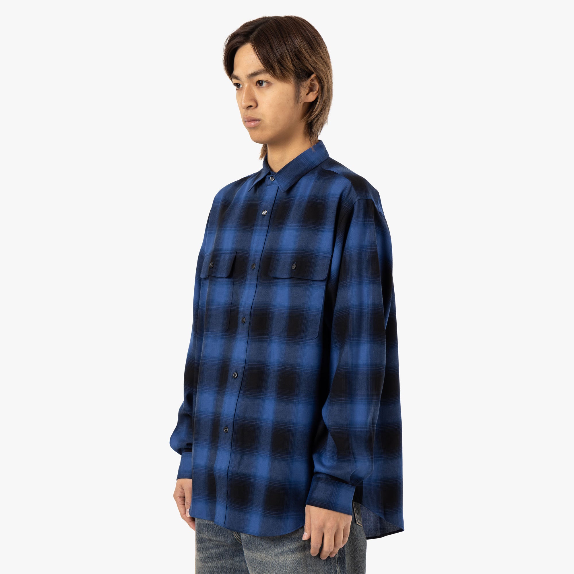  Saturdays NYC Ombre Check Work Shirt / Blue、mySite、merchandisen