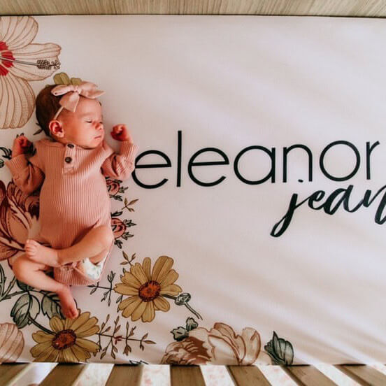  Peyton's Vintage Floral Personalized Crib Sheet、mySite、layawaytickets