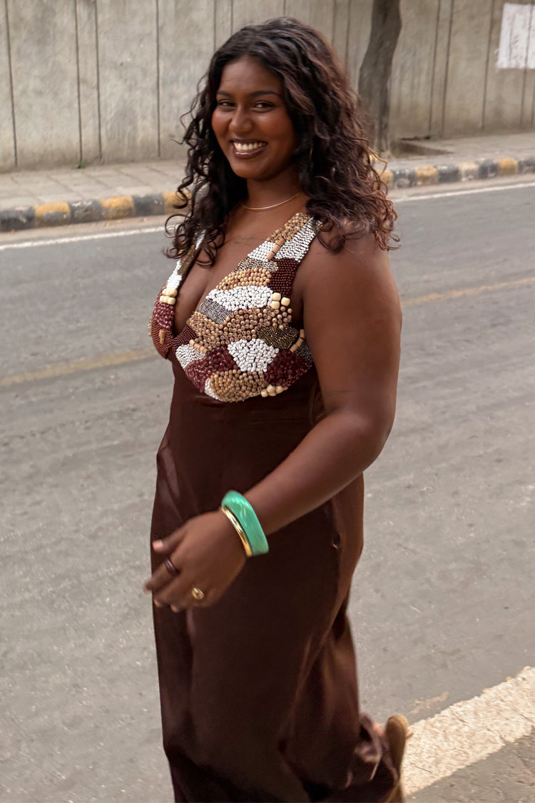 Chocolate Beaded Allegra Dress、mySite、solidvoid