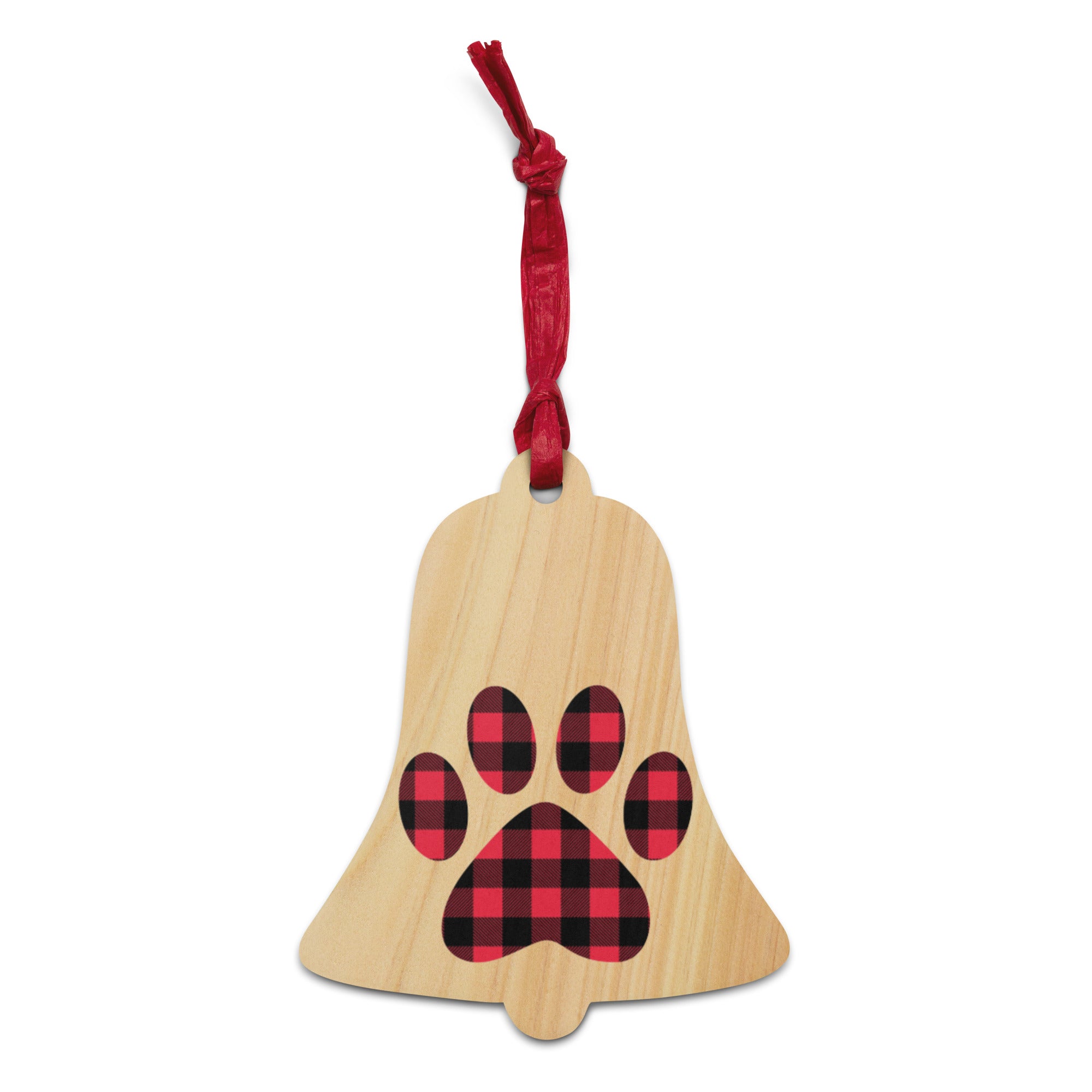 Gingham Paw Print Wooden Ornament、mySite、camillekostekn