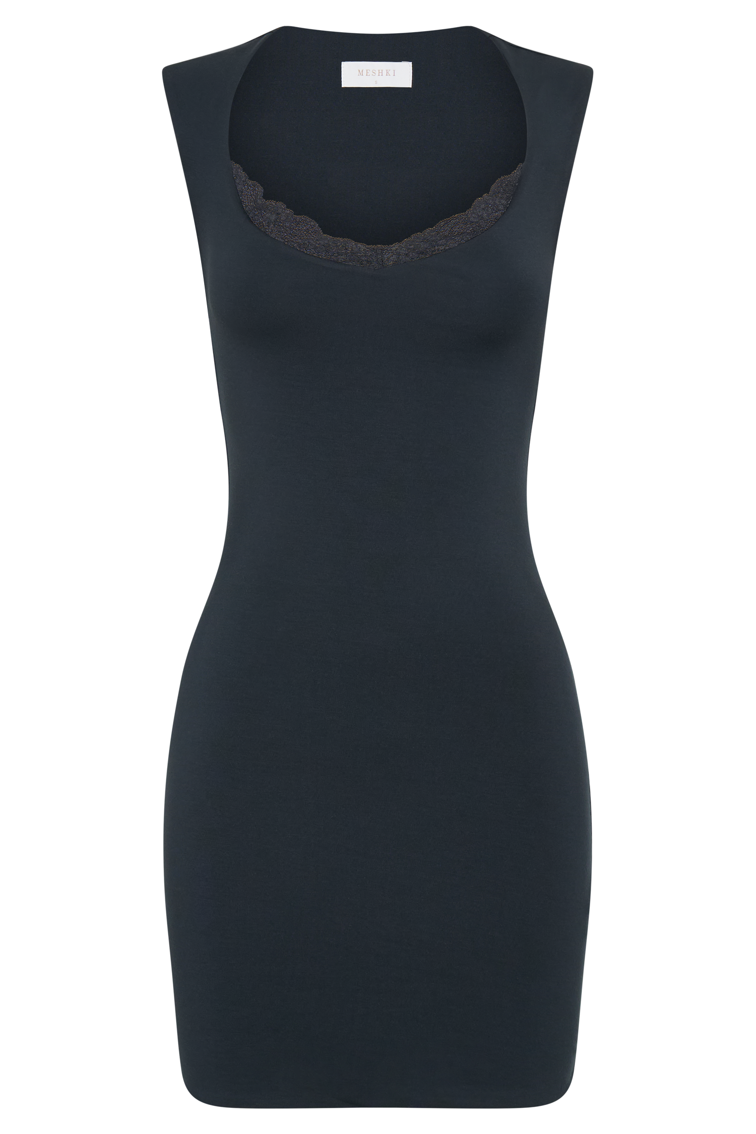 Tatianna Lace Trim Modal Mini Dress - Black、mySite、solidvoid