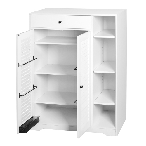 Wooden Shoe Cabinet for Entryway, White Shoe Storage Cabinet with 3 Flip Doors 20.94x9.45x43.11 inch、、casual