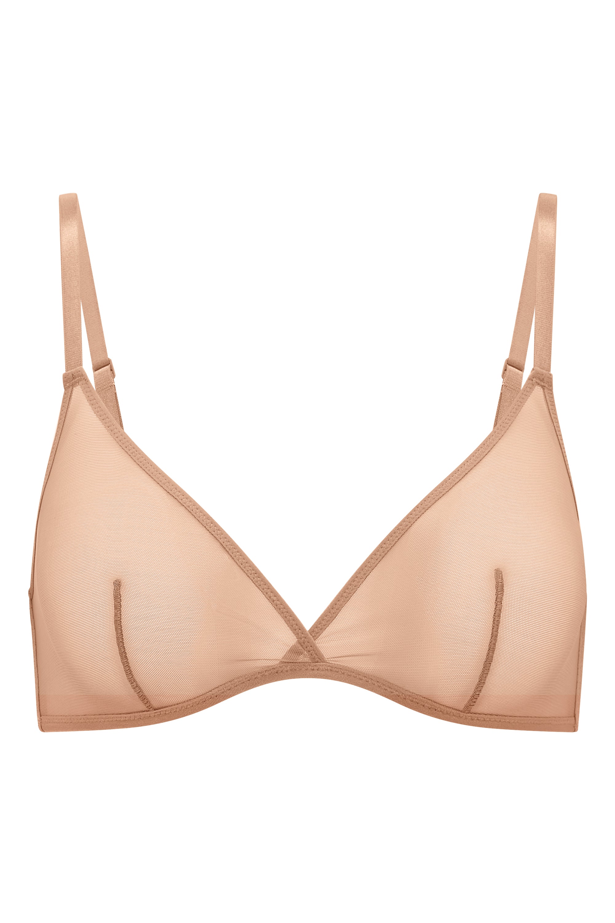 Soft Mesh Single Layer Triangle Bra in Warm Peach、mySite、solidvoid