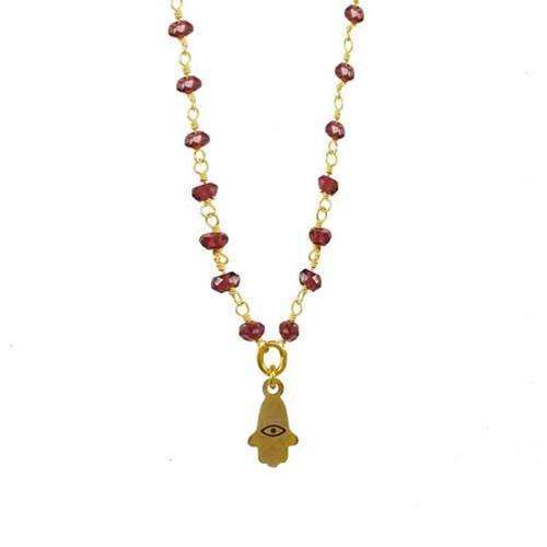 Michal Golan Petite Garnet Hamsa Necklace、mySite、topwebapps