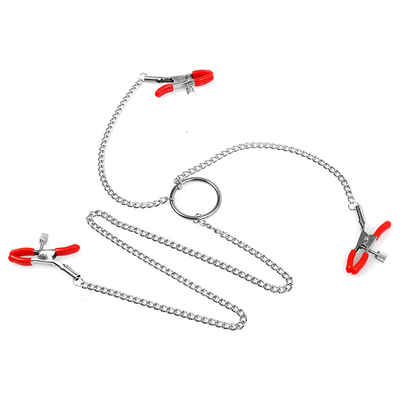 3 Headed Nipple & Labia Clamp Chain | Fetish | Metal | Red | Bondage、mySite、bottomscart