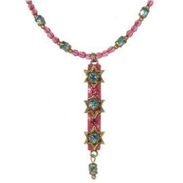 Michal Golan Pink and Blue Star of David Necklace with Dangle、mySite、topwebapps