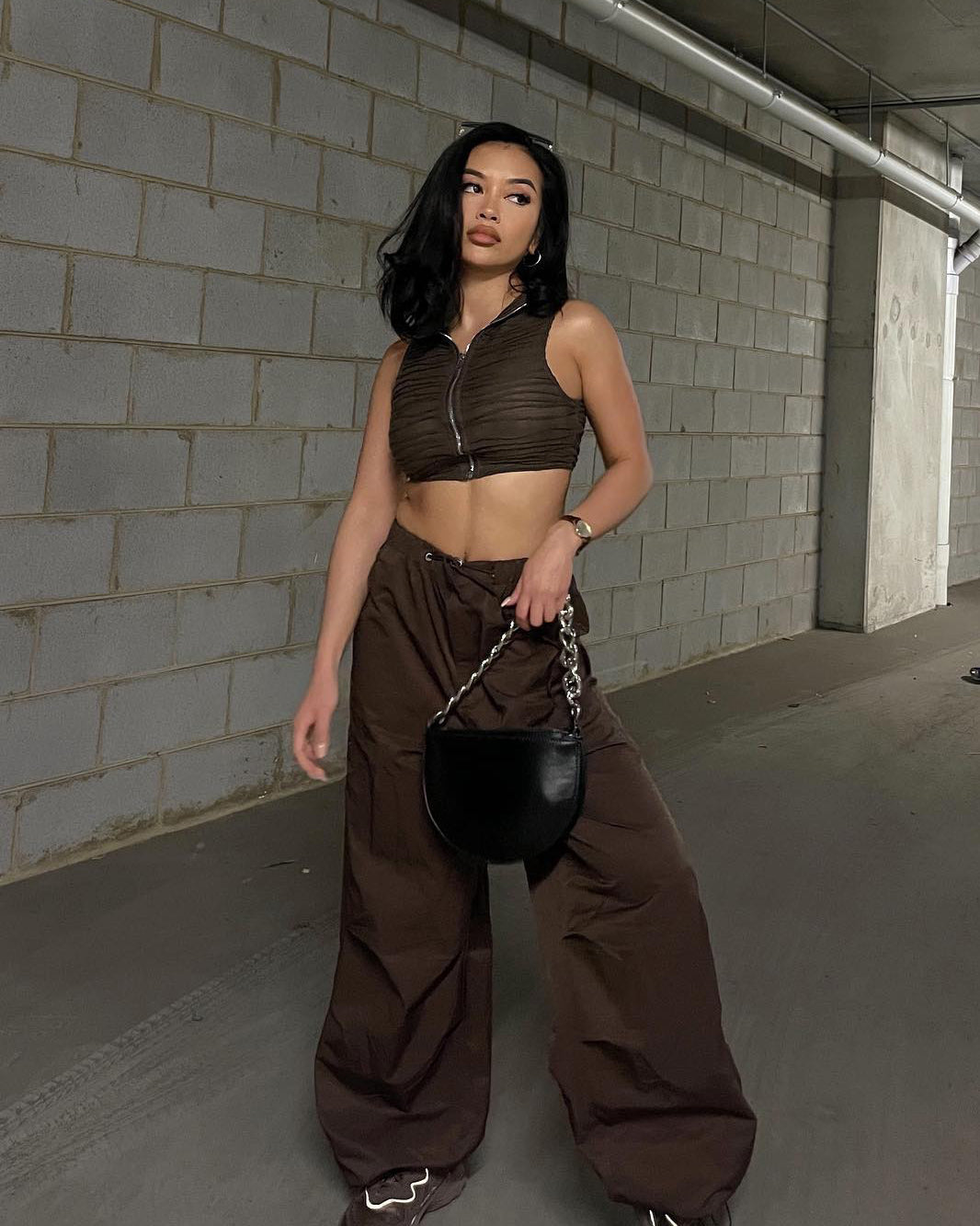 MNML Women's Parachute Pants Brown、mySite、zt4zffjzw