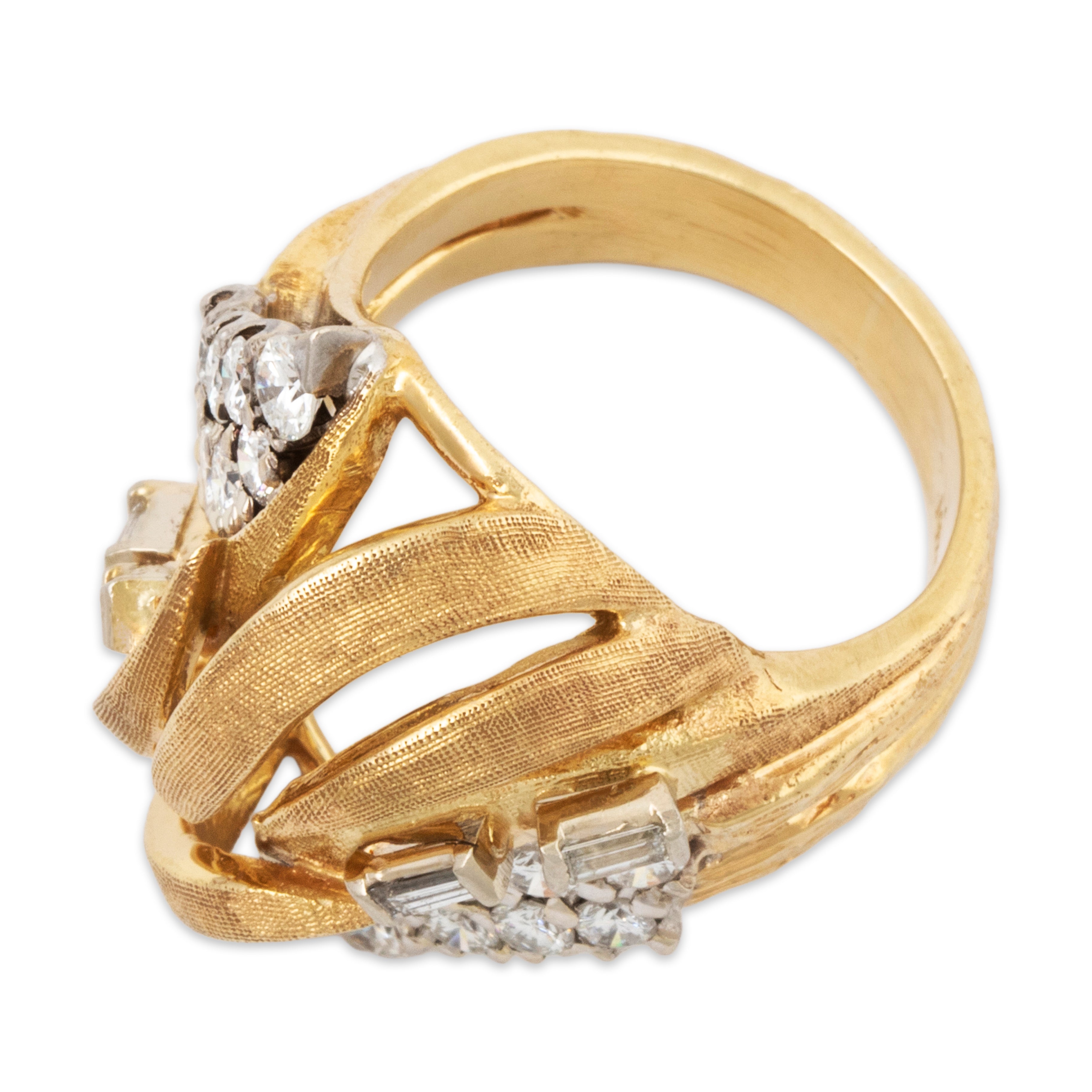 Vintage Heavy 14k Yellow Gold 1.02cttw Diamond Sparkling Drama Ring 4.75、mySite、hinf8tx79
