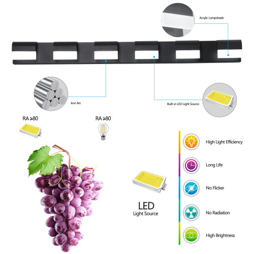 Modern Bathroom Vanity Lighting 6-Light LED Vanity Lights Over Mirror Bath Wall Lighting、、eastwooduniform
