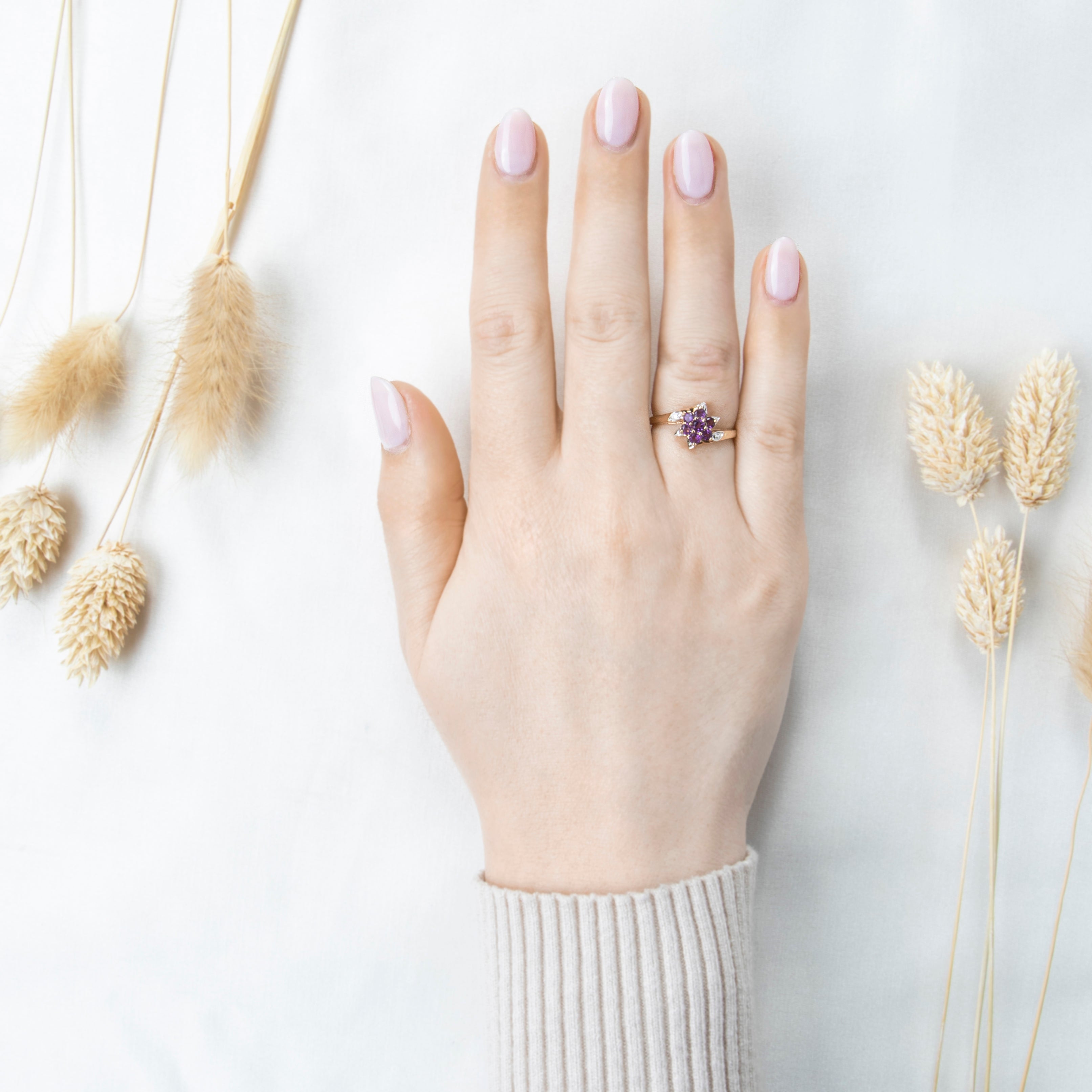Vintage 10k Yellow Gold Amethyst Purple Floriform Ring 7.00、mySite、hinf8tx79